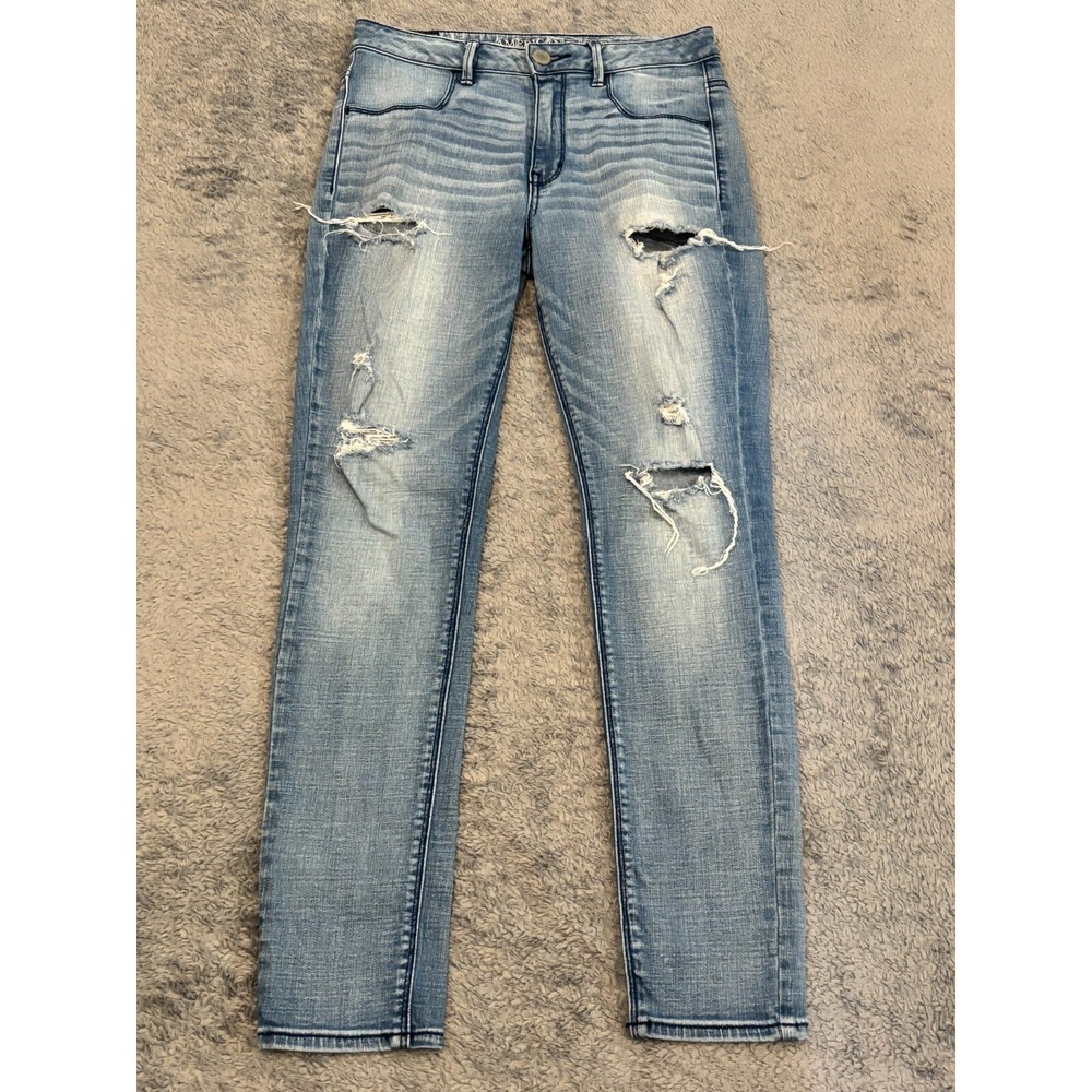 American Eagle Jeans Womens 6 Sky High Jegging Distressed Light Wash Stretch